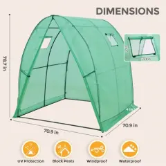 EAGLE PEAK Tunnel Greenhouse Garden Green House, 70.9"x70.9"x78.7", Clear/Green