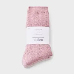 Women's Brushed Terry Lined 2pk Cozy Crew Socks - Auden&trade; White/Beige 4-10