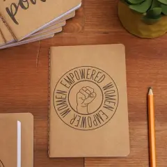 Paper Junkie 12-Pack Women Empowerment Kraft Journal Bulk, 4" x 5.7" Pocket Lined Notebook, Feminist Gifts