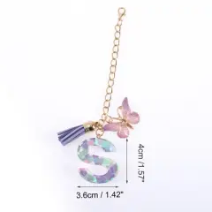 Unique Bargains Heart Sequin Letter S Butterfly Tassel Water Cup Pendant Purple 1 Pc