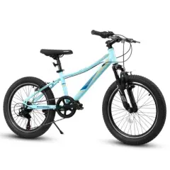 DSVIMOY Bicycles, 20 Inch Children's Bicycle, 7 - Speed Bicycle with Mountain Tire for Boys and Girls Kids Bike, Blue, 55.9"*32.2"*21.2"