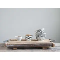 Storied Home Black & White Stoneware Measuring Cups with Gold Electroplating (Set of 4 Sizes)