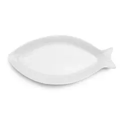 Q Home | White 23" x 11" Melamine Fish Serving Platter