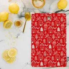 Pimlada Phuapradit Christmas village Red Cutting Board Rectangle -Deny Designs