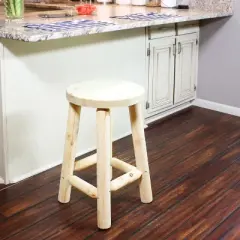 Sunnydaze Unfinished Wood Round Top Counter-Height Stool - Fir Wood - 24"