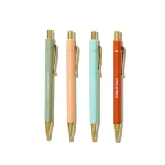 Be Rooted 4pk Ballpoint Pen Black Ink Hexagon Affirmation Sayings: Art Stationery, 1.0mm Point, Office Pens