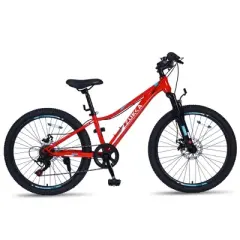 Gulches Kids' Mountain Bike 24 Inch, Shimano 6-Speed, Steel Frame, Front Suspension, Dual Disc Brakes, for Boys & Girls