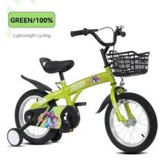 YONWAY 18" Kids Bike with Training Wheels & Kickstand - Adjustable Seat & Handlebars, Front & Rear Brakes for Ages 5-10, Height 45-57"