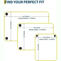 Acekool Floating Mat 8/10/12ft - Non-Slip Surface, Triple-Layer Foam & Quick-Dry Design for Pool/Lake, Teal