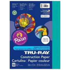 Pacon Tru-Ray 9" x 12" Construction Paper Turquoise 50 Sheets/Pack 5 Packs (PAC103007-5)