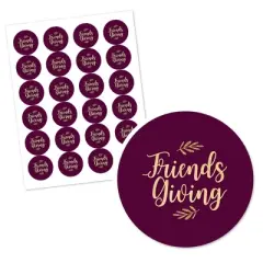 Big Dot of Happiness Elegant Thankful for Friends - Friendsgiving Thanksgiving Party Circle Sticker Labels - 24 Count