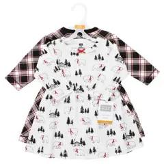 Hudson Baby Girl Cotton Dresses, Winter Bear