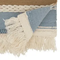 Saro Lifestyle Table Runner With Textured Boho Design, Blue, 16" x 72"