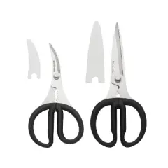 KitchenAid Set of 2 Shears: Stainless Steel Blades, Dishwasher-Safe, Black & Silver Handles, Lifetime Warranty