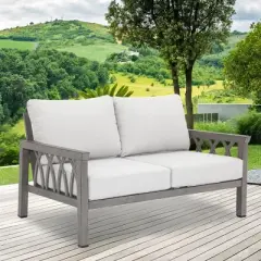 COWLOWN Outdoor Aluminum Loveseat, 2-Seater All-Weather Patio Sofa with Cushions, Modern Rust-Resistant Couch for Garden, Balcony, or Poolside