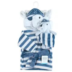 Hudson Baby Infant Boy Plush Bathrobe and Toy Set, Pirate Elephant, One Size
