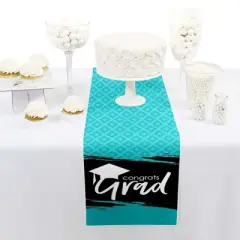 Big Dot of Happiness Teal Grad - Best is Yet to Come - Petite Turquoise Graduation Party Paper Table Runner - 12 x 60 inches