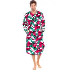 Men's Soft Cotton Flannel Sleep Shirt, Long Henley Night Shirt Pajamas