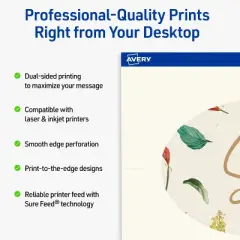 Avery Oval Flat Cards, 4" x 6", Matte Ivory, 20 Total