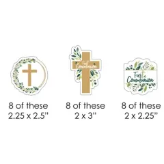 Big Dot of Happiness First Communion Elegant Cross - Paper Straw Decor - Religious Party Striped Decorative Straws - Set of 24