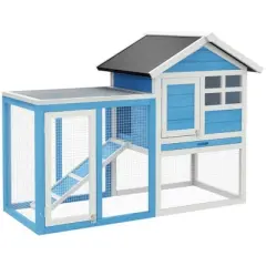 Resenkos Rabbit Hutch, Duck Cage Hutch,Rabbit Coop, 48" Wooden Rabbit Hutch Bunny Cage with Waterproof Asphalt Roof, Removable Tray and Ramp, Light