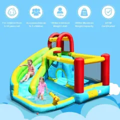 Costway Inflatable Kids Water Slide Jumper Bounce House Splash Water Pool with 550W Blower
