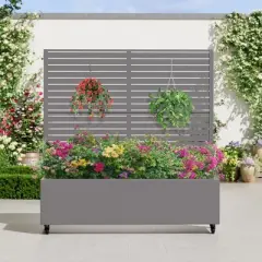 PexFix 47 in. H x 47 in. W Gray Metal Rectangle Wall Planter Box with Trellis for Climbing Plants