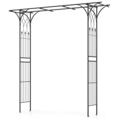 Costway 81" Metal Garden Arbor Garden Arch Trellis Wedding Arch Decoration Black