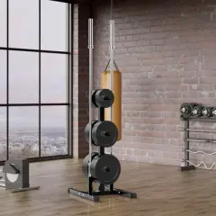 Yaheetech 2" Olympic Plate & Bar Holder Weight Bumper Plates Tree Stand Rack Black