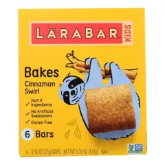 LARABAR Cinnamon Swirl Kids Bakes Bar - Case of 8/6 pack, .96 oz