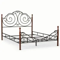 Reagan Graceful Scroll Bronze Iron Bed - Inspire Q