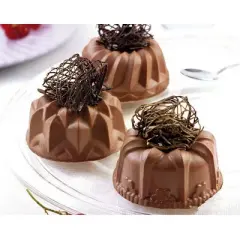 Silikomart Flexible Silicone Non-Stick Bakeware Fantasy Mold 3.38 Oz, 2.95" Dia x 1.57" H. 3 different designs. 2 Cavity of each design