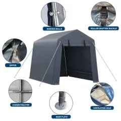 GustoWave 6x8 FT Portable Outdoor Storage Shed, UV-Resistant Carport for Motorcycle, Firewood