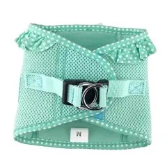 Doggie Design American River Choke Free Dog Polka Dot Ruffle Harness-Teal