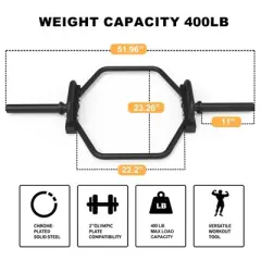 2" Hex Weight Lifting Trap Bar for Strength Training,Shrug Bars for Squats, Deadlifts, Shoulder Presses Weight Capacity 400 LBS