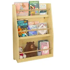PDTEND 3-Tier Kids Book Shelf, Kids Book Rack, Toddler Decorative Bookshelf, MDF Material