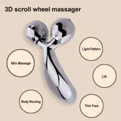 Evo Bytes Skinsculpt Massaging Beauty Roller Tool 3D Face Roller Metal Facial Massager - Silver