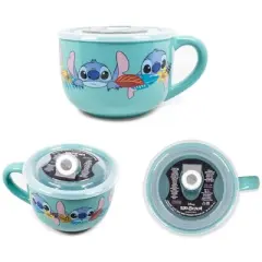 Silver Buffalo Disney Lilo & Stitch Aloha Ceramic Soup Mug With Vented Lid | Holds 24 Ounces