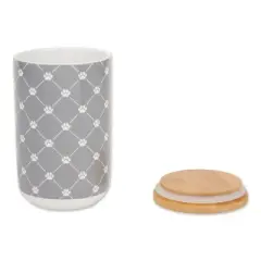 Bone Dry Ceramic Treat Canister - Gray Trellis Paw