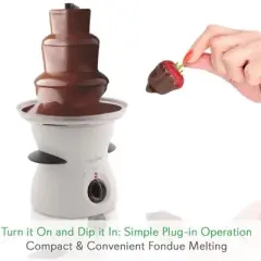 NutriChef 3 Tier Chocolate Fondue Fountain - Electric Stainless Chocolate Dipping Warmer Machine, White
