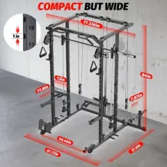 ODK Power Cage, Smith Machine Squat Rack, Heavy Duty Power Rack for Home Gym with Dip Bar, LAT Pulldown, Multifunctional Squat Rack for Home Gym