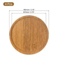 Unique Bargains Smooth Bamboo Wide Mouth Coffee Mug Wooden Cup Lid 4 Pcs