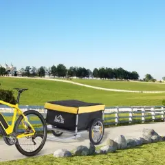 Aosom Bicycle Cargo Trailer, Two-Wheel Bike Luggage Wagon Bicycle Trailer with Removable Cover, Yellow