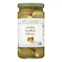 Jeff's Garden Garlic Stuffed Olives - Case of 6/7.5 oz