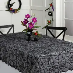 60"x84" Lace Halloween Tablecloth - Hyde and EEK! Boutique&trade;: Eerie Cobweb Design, Polyester Fabric, Festive Dining Decor