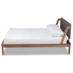 Helsa Mid-Century Modern Platform Bed Walnut/Brown/Gray - Baxton Studio