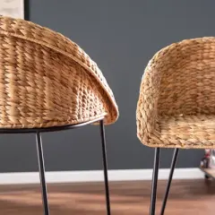 Set of 2 Werte Water Hyacinth Barstools Natural/Black - Aiden Lane