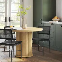 Errol Cane and Wood Dining Chair with Metal Legs Black - Threshold&trade;