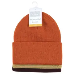 Hudson Baby Family Knit Cuffed Beanie 3pk, Rust