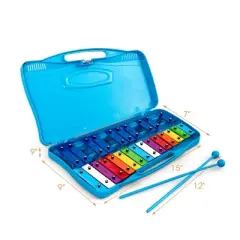Costway 25 Notes Kids Glockenspiel Chromatic Metal Xylophone w/Case and 2 Mallets
